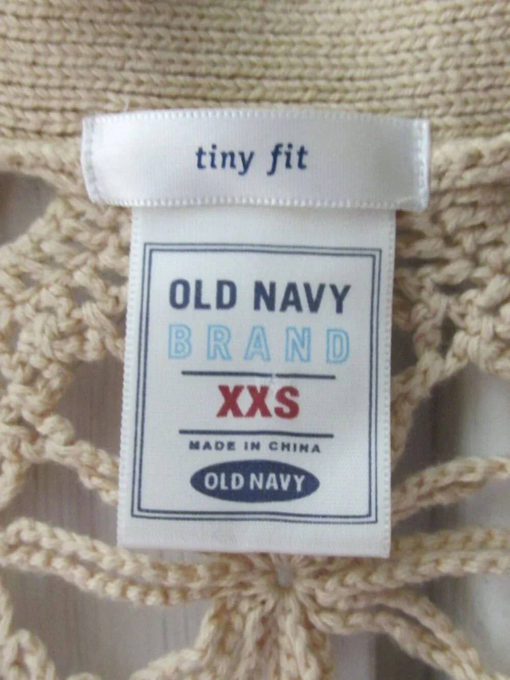 OLD NAVY GIRL'S SIZE XXS (8) KHAKI SHRUG CAP SLEEVE TIE FRONT CROCHETED BOHO HIP